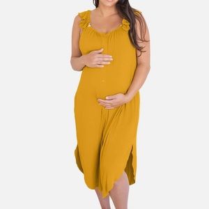Kindred Bravely Ruffle Sleeve Labor Nursing Gown in Honey XS/S